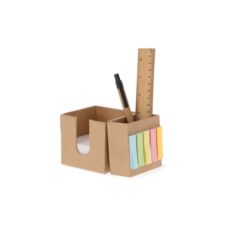 Porte-Crayons Éco-responsable et Porte-Notes Arolax Matières : carton recyclé Couleurs : naturel cadeau entreprise pas cher