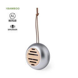 Haut-Parleur Éco-responsable Personnalisé de Qualité à Prix Abordable - Hiwent Matières : bambou Couleurs : argenté 2