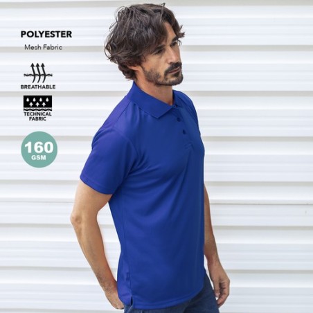 Polo Publicitaire Personnalisé en Textile - Tecnic Ratlam Matières : polyester Taille textile : M Couleurs : bleu accessoire évé