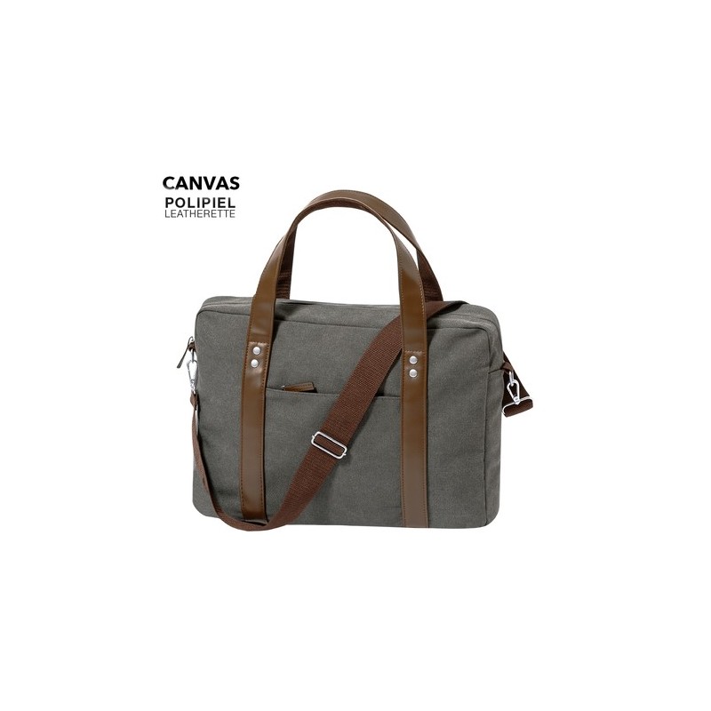 Sacoche d'Entreprise Personnalisée - Porte-Documents Tramez Matières : toile Couleurs : gris personnalisable avec votre logo