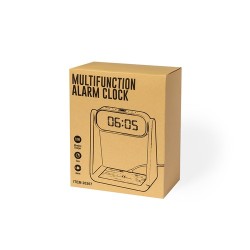 Horloge Multifonction Personnalisée Éco-responsable avec Chargeur et Lampe Darret Matières : bambou Couleurs : blanc goodies pub