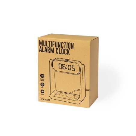 Horloge Multifonction Personnalisée Éco-responsable avec Chargeur et Lampe Darret Matières : bambou Couleurs : blanc goodies pub