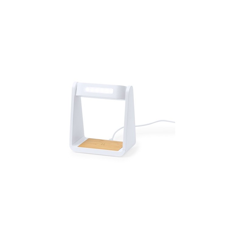 Horloge Multifonction Personnalisée Éco-responsable avec Chargeur et Lampe Darret Matières : bambou Couleurs : blanc livraison e