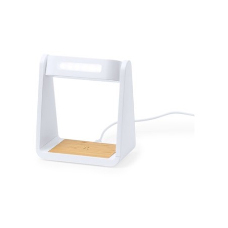 Horloge Multifonction Personnalisée Éco-responsable avec Chargeur et Lampe Darret Matières : bambou Couleurs : blanc livraison e