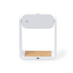 Horloge Multifonction Personnalisée Éco-responsable avec Chargeur et Lampe Darret Matières : bambou Couleurs : blanc objet promo