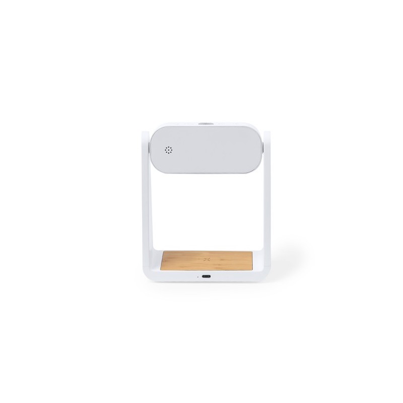 Horloge Multifonction Personnalisée Éco-responsable avec Chargeur et Lampe Darret Matières : bambou Couleurs : blanc objet promo