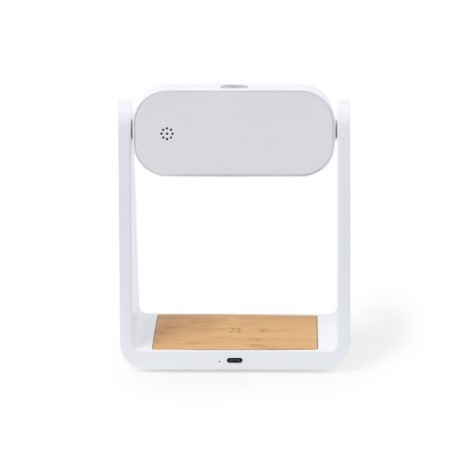Horloge Multifonction Personnalisée Éco-responsable avec Chargeur et Lampe Darret Matières : bambou Couleurs : blanc objet promo