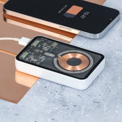 Power Bank Éco-responsable Personnalisé Bramson - Accessoire High Tech à Port USB Couleurs : blanc impression haute définition