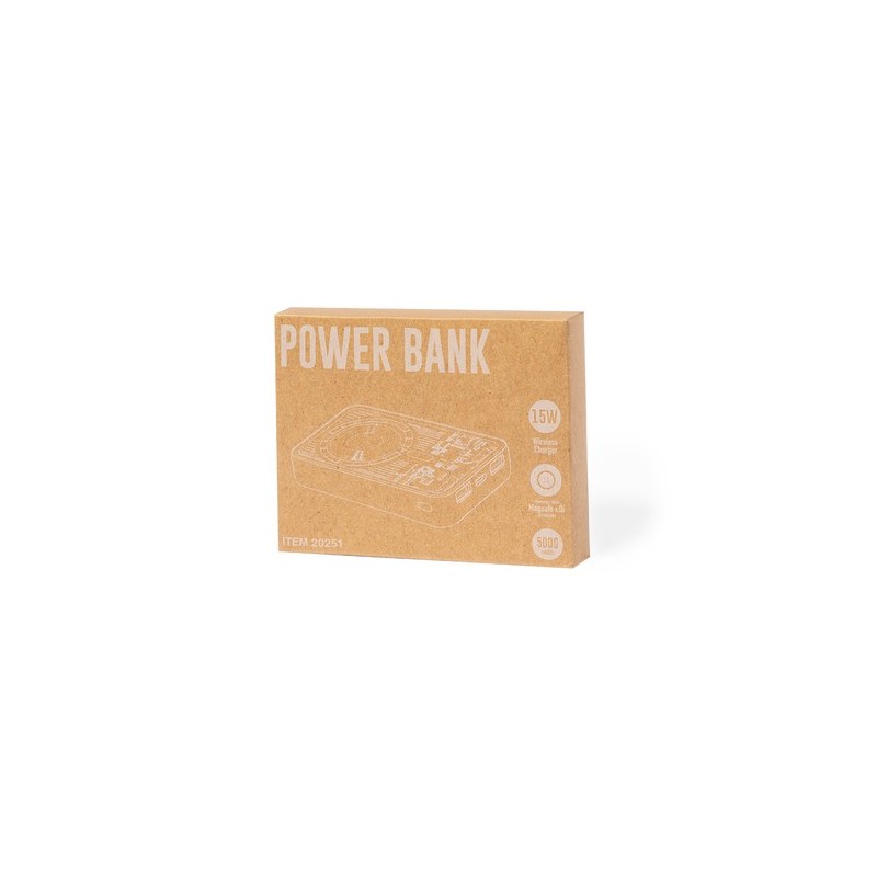 Power Bank Éco-responsable Personnalisé Bramson - Accessoire High Tech à Port USB Couleurs : blanc marquage laser ultra précis