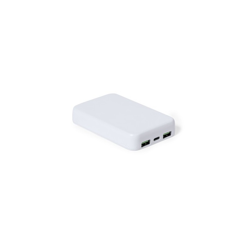Power Bank Éco-responsable Personnalisé Bramson - Accessoire High Tech à Port USB Couleurs : blanc cadeau collaborateur premium