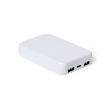 Power Bank Éco-responsable Personnalisé Bramson - Accessoire High Tech à Port USB Couleurs : blanc cadeau collaborateur premium