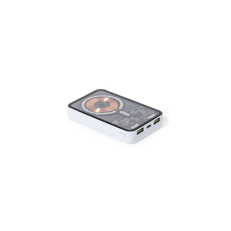 Power Bank Éco-responsable Personnalisé Bramson - Accessoire High Tech à Port USB Couleurs : blanc personnalisation rapide en Fr
