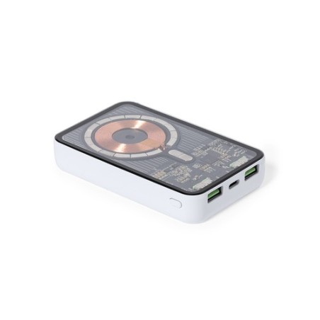 Power Bank Éco-responsable Personnalisé Bramson - Accessoire High Tech à Port USB Couleurs : blanc personnalisation rapide en Fr
