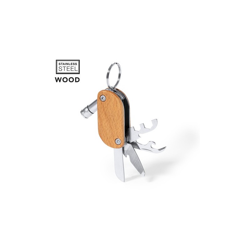 Porte-Clés Multi Outils Pratique et Personnalisé Polty Matières : bois