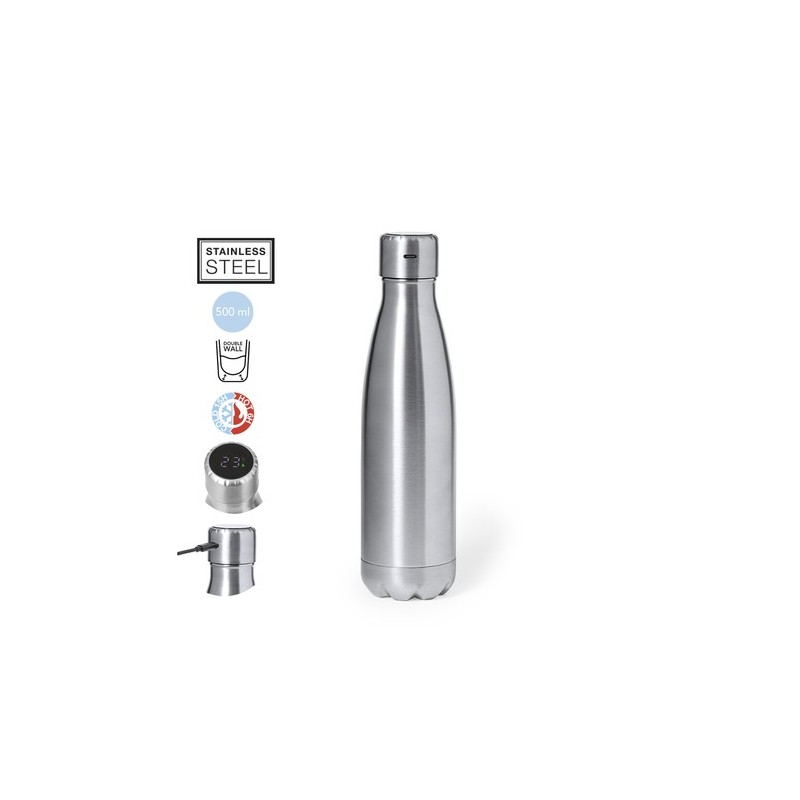 Bouteille Isotherme Personnalisée 500ml Économique - Chuck Matières : acier inoxydable Couleurs : argenté personnalisable avec v