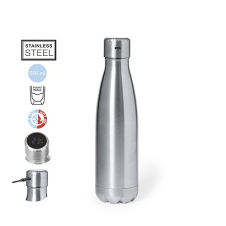 Bouteille Isotherme Personnalisée 500ml Économique - Chuck Matières : acier inoxydable Couleurs : argenté personnalisable avec v