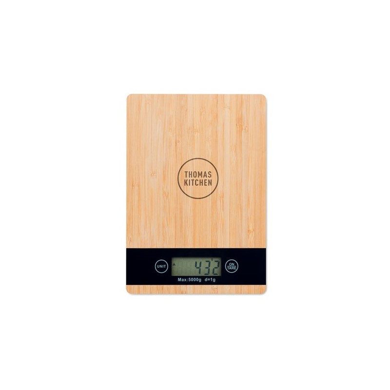 Balance de cuisine  en bambou ABS personnalisée - PRECISE Matières : bambou Couleurs : bois marquage laser ultra précis