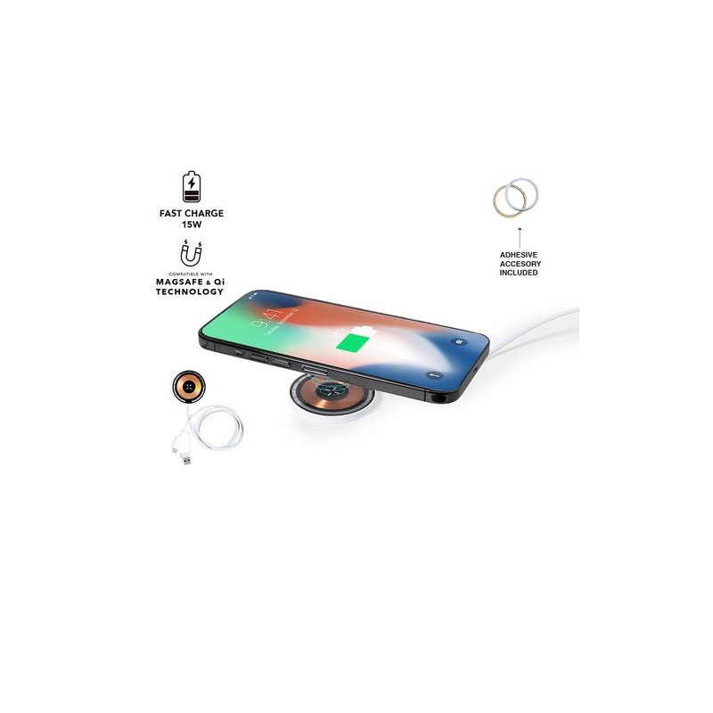 Chargeur Sans Fil Épuré Personnalisé Andrew Couleurs : blanc personnalisable avec votre logo