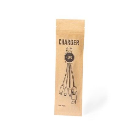 Câble de Charge Pratique et Publicitaire Personnalisé - Lawrence Matières : bambou impression haute définition