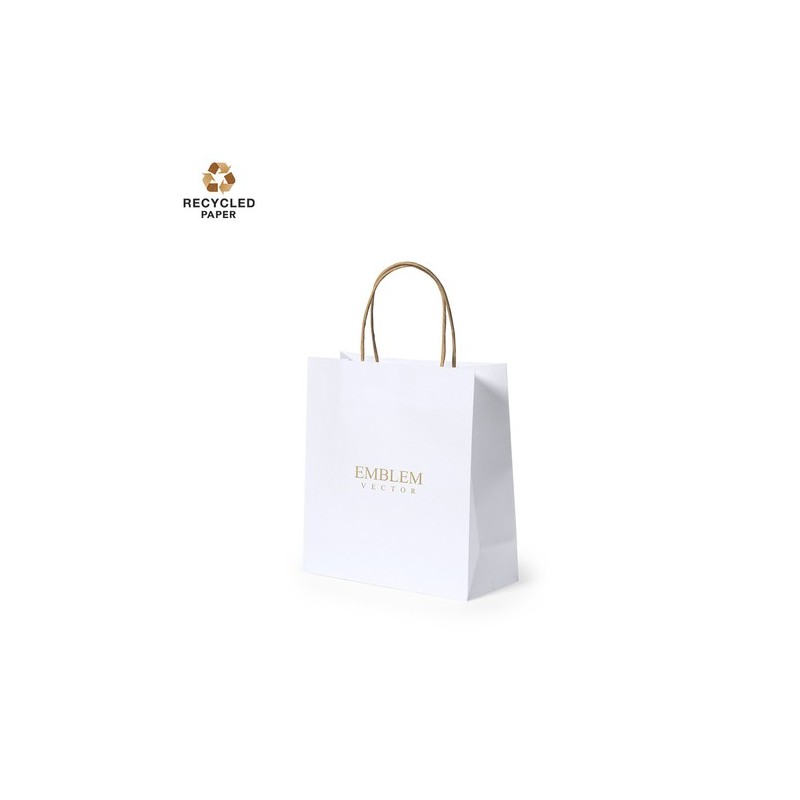 Sac en Papier Recyclé Durable Personnalisé Yeman pas cher Matières : papier recyclé Couleurs : blanc personnalisable avec votre 