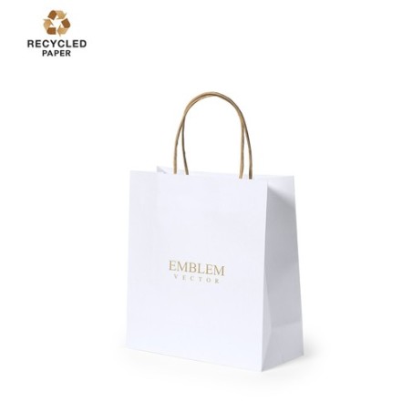 Sac en Papier Recyclé Durable Personnalisé Yeman pas cher Matières : papier recyclé Couleurs : blanc personnalisable avec votre 