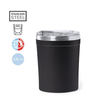 Mug Isotherme Personnel Éco-responsable Harbin Matières : acier inoxydable Couleurs : noir goodies publicitaire événementiel