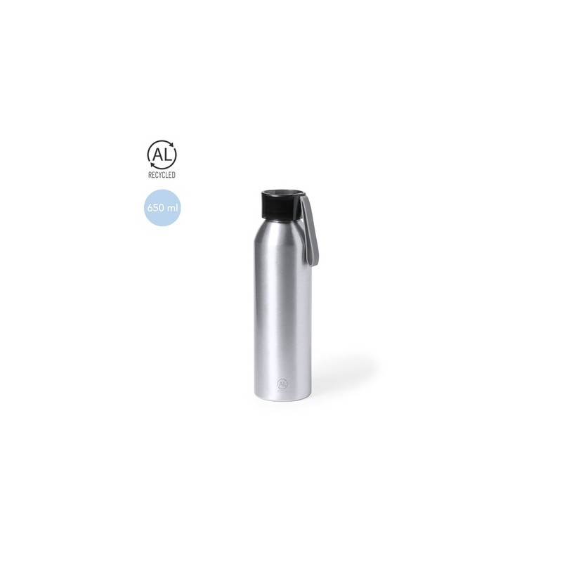 Bidon Éco-responsable Personnalisé 650 ml Yaliz pas cher Matières : aluminium recyclé  Couleurs : argenté personnalisable avec v