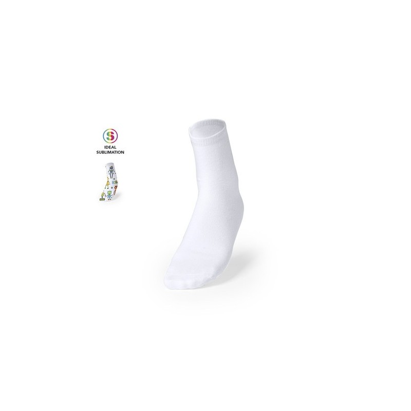 Chaussettes Sublimées Personnalisables Sakam Matières : polyester Couleurs : blanc personnalisable avec votre logo