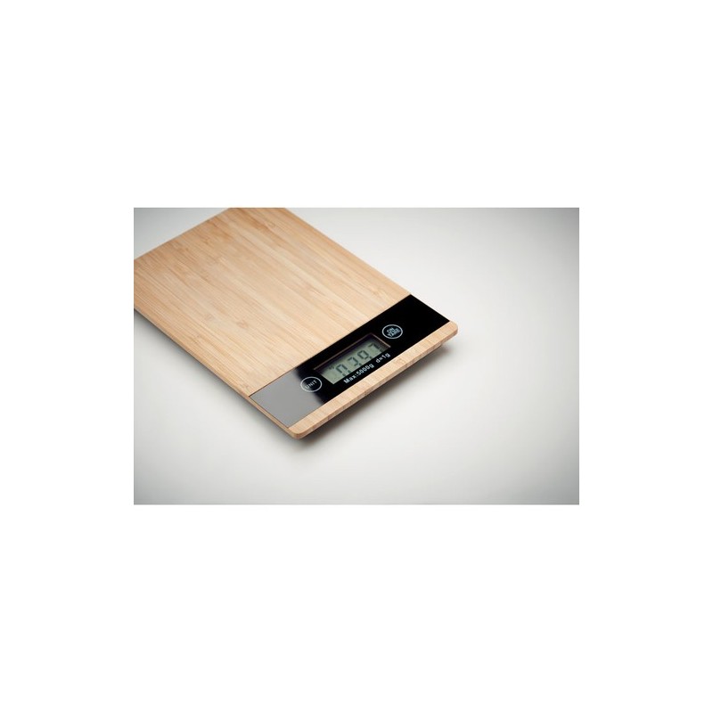 Balance de cuisine  en bambou ABS personnalisée - PRECISE Matières : bambou Couleurs : bois objet promotionnel éco-responsable