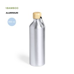 Gourde Éco-responsable Personnalisée 800 ml Hetien Matières : bambou Couleurs : argenté 2