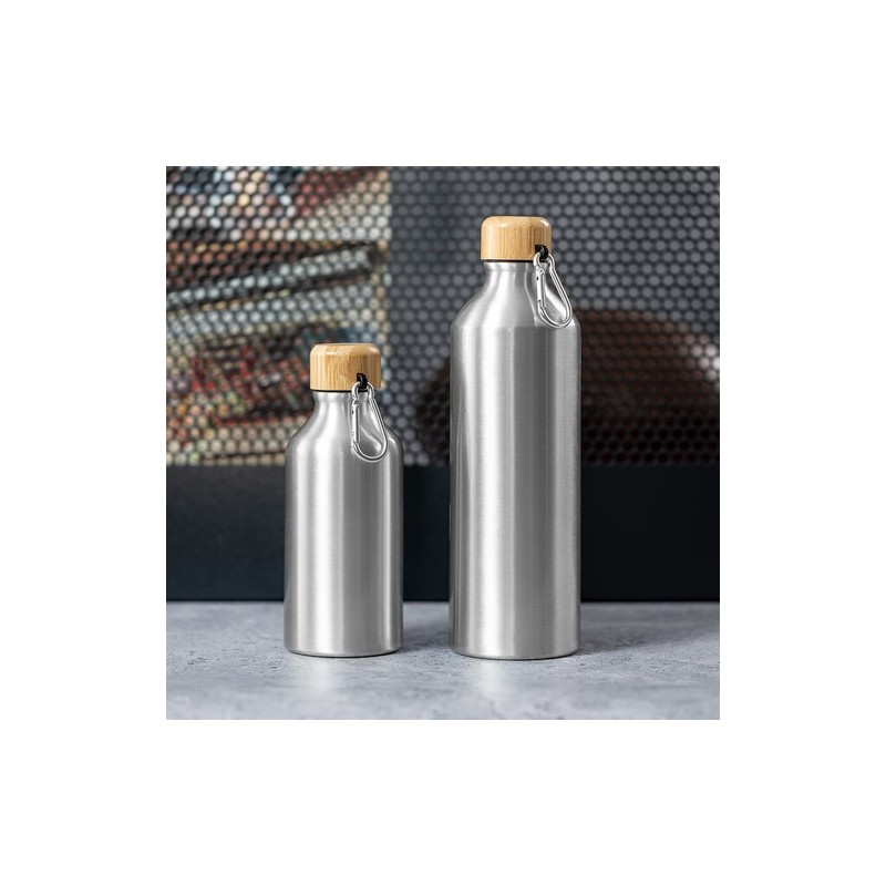 Gourde Éco-responsable Personnalisée 800 ml Hetien Matières : bambou Couleurs : argenté goodies publicitaire événementiel