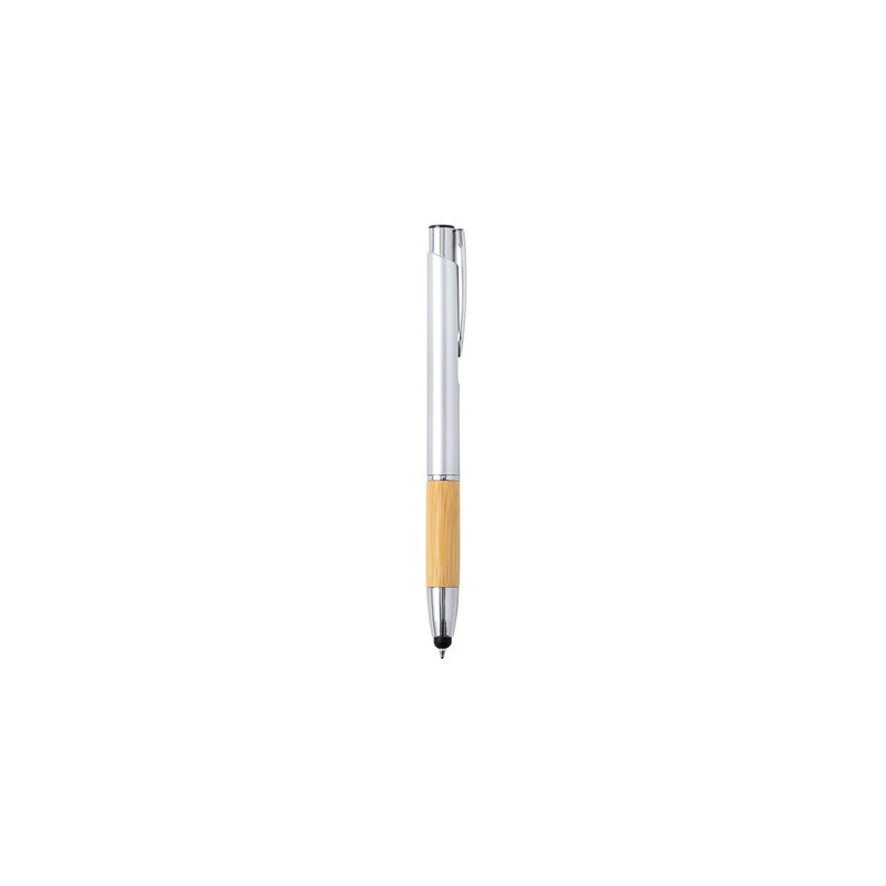 Stylo Personnalisé Publicitaire à Bille - Grunt Matières : bambou Couleurs : argenté