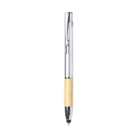 Stylo Personnalisé Publicitaire à Bille - Grunt Matières : bambou Couleurs : argenté marquage laser ultra précis