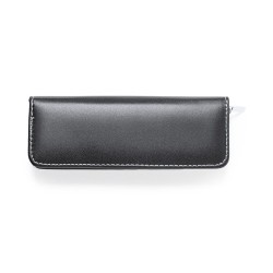 Set de stylos et rollers personnalisés en similicuir Niveum pas cher Matières : métal Couleurs : noir