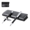 Set de stylos et rollers personnalisés en similicuir Niveum pas cher Matières : métal Couleurs : noir personnalisable avec votre