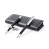 Set de stylos et rollers personnalisés en similicuir Niveum pas cher Matières : métal Couleurs : noir cadeau entreprise pas cher