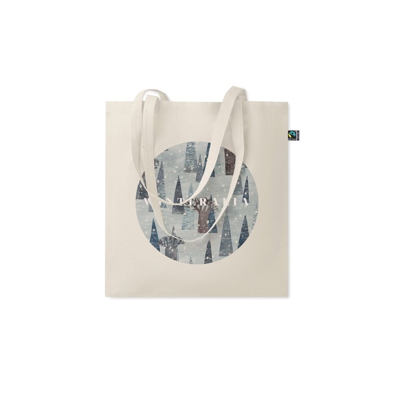 Sac Shopping Éco-responsable Personnalisé en Coton Fairtrade - OSOLE+ Matières : coton Couleurs : beige impression haute définit