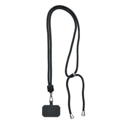 Lanyard porte-téléphone  en RPET - NONETTE Matières : PET recyclé Couleurs : noir