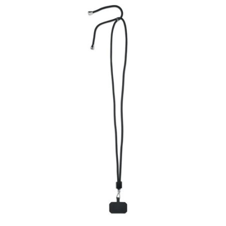 Lanyard porte-téléphone  en RPET - NONETTE Matières : PET recyclé Couleurs : noir personnalisable avec votre logo