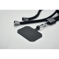 Lanyard porte-téléphone  en RPET - NONETTE Matières : PET recyclé Couleurs : noir cadeau entreprise pas cher