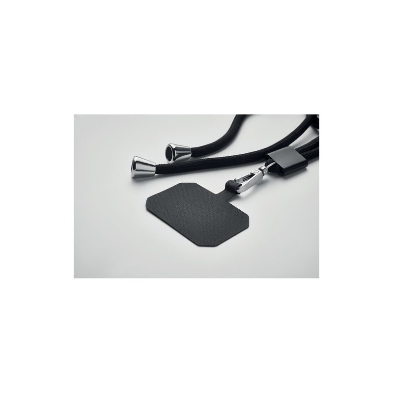Lanyard porte-téléphone  en RPET - NONETTE Matières : PET recyclé Couleurs : noir cadeau entreprise pas cher