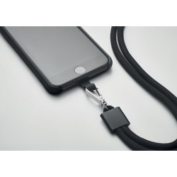 Lanyard porte-téléphone  en RPET - NONETTE Matières : PET recyclé Couleurs : noir impression haute définition