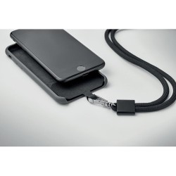 Lanyard porte-téléphone  en RPET - NONETTE Matières : PET recyclé Couleurs : noir livraison express 24h 48h