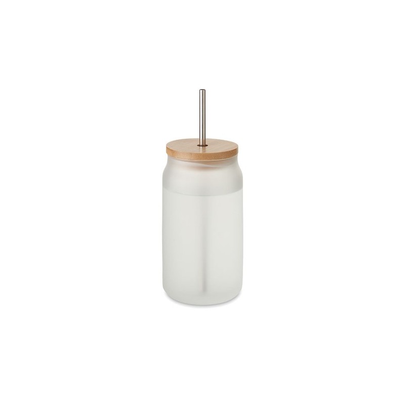Pot Mason Éco-responsable 400 ml - Cadeau d'Entreprise Sublimé JARBLIM Matières : verre Couleurs : blanc transparent impression 