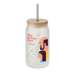 Pot Mason Éco-responsable 400 ml - Cadeau d'Entreprise Sublimé JARBLIM Matières : verre Couleurs : blanc transparent marquage la