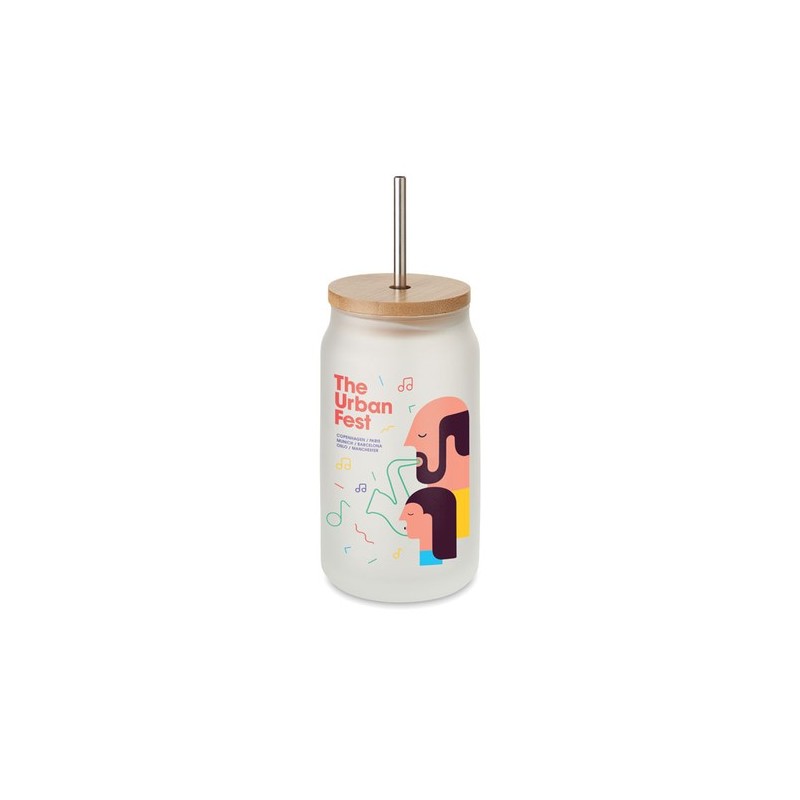 Pot Mason Éco-responsable 400 ml - Cadeau d'Entreprise Sublimé JARBLIM Matières : verre Couleurs : blanc transparent marquage la