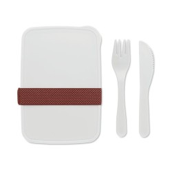 Boîte à lunch personnalisée avec couverts - SUNDAY Matières : polypropylène (PP) Couleurs : blanc personnalisation rapide en Fra