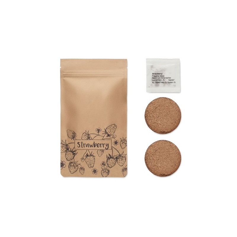 Kit de Culture Éco-responsable Personnalisé de Fraises - FRESA KIT Matières : papier Couleurs : beige personnalisable avec votre