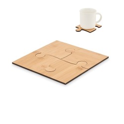 Lot de 4 sous-verres puzzles personnalisés LEPY Matières : bambou Couleurs : bois
