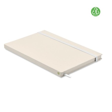 Carnet A5 Éco-responsable en carton recyclé Personnalisé MITO NOTE Couleurs : blanc Matières : carton de lait recyclé